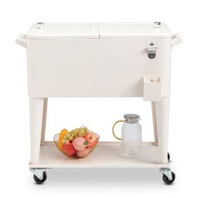 80QT 87.5*38.5*91cm Rectangular Plastic Box Iron Leg Tube Freezer Insulation Freezer Insulation Cart Milk White Color