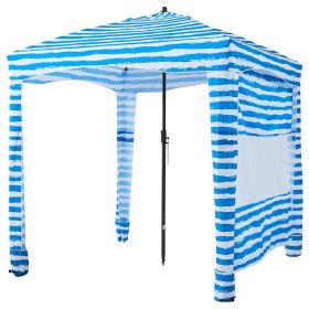 Beach Cabana, 6 x 6 ft Beach Canopy with Side Wall, UPF 50+ Protection Easy Setup Cabana Tent with Sand Pockets